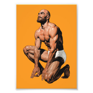 Muscular Runner Ready Position – Vintage Fitness Photo Print