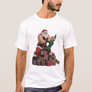 Muscular Santa Arm-Wrestling an Elf – Funny Christ T-Shirt