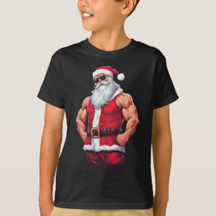 Muscular Santa Claus Bodybuilding Fitness Gym Chri T-Shirt