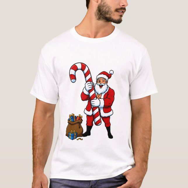 Muscular Santa Flexing! Winking Claus & Sweet Holi T-Shirt (Front)