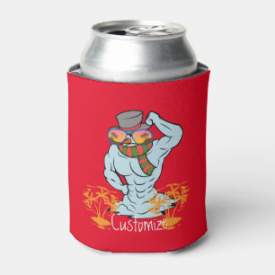 Muscular Snowman Tropical Vacation Thunder_Cove Can Cooler