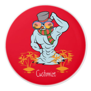 Muscular Snowman Tropical Vacation Thunder_Cove Ceramic Knob