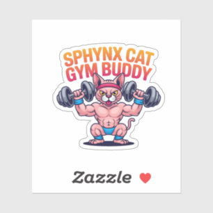 Muscular Sphynx Cat Gym Buddy Cartoon