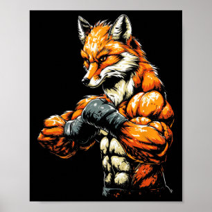 Muscular Tough-looking Fox Boxing Fox Boxing Poster