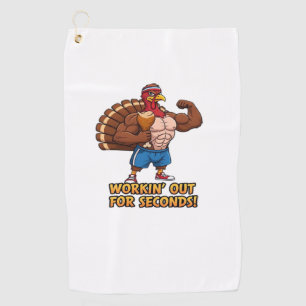Muscular Turkey Gym Champion Funny Thanksgiving Cl Golf Towel