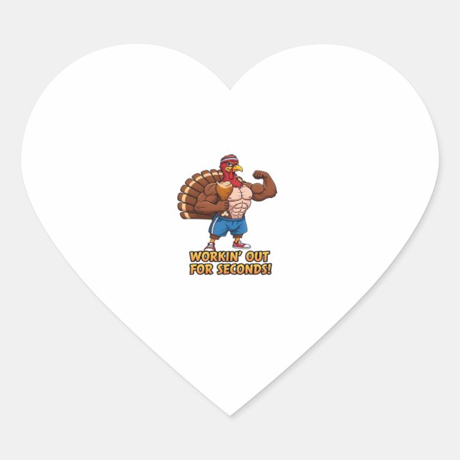 Muscular Turkey Gym Champion Funny Thanksgiving Cl Heart Sticker (Front)