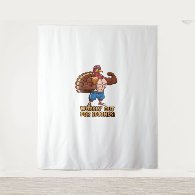 Muscular Turkey Gym Champion Funny Thanksgiving Cl Tapestry (Front)