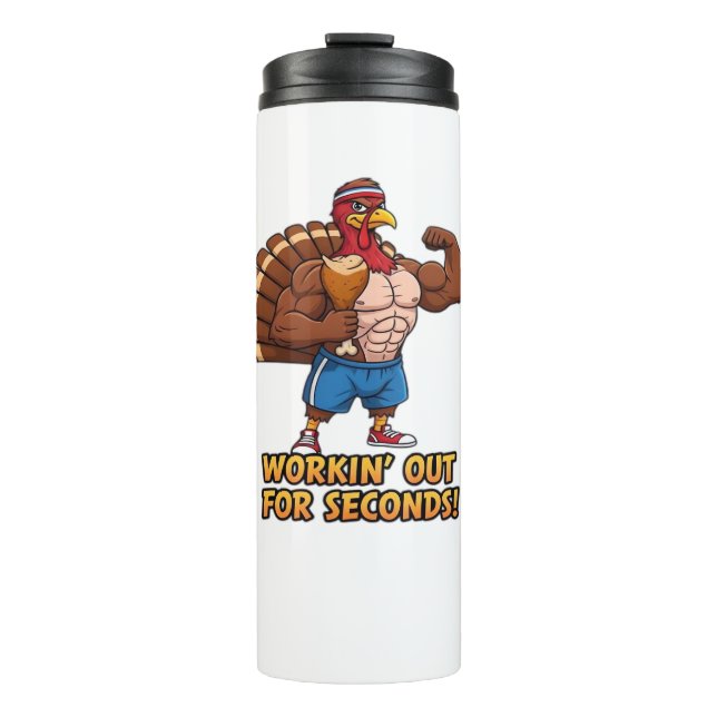 Muscular Turkey Gym Champion Funny Thanksgiving Cl Thermal Tumbler (Front)