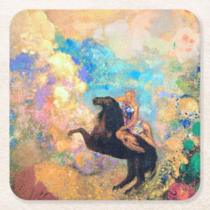 Muse on Pegasus, Redon Square Paper Coaster