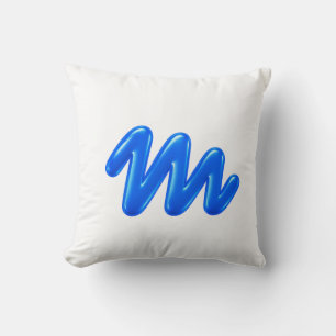 Muse Pillows design Modern Blue Monogram Letter M