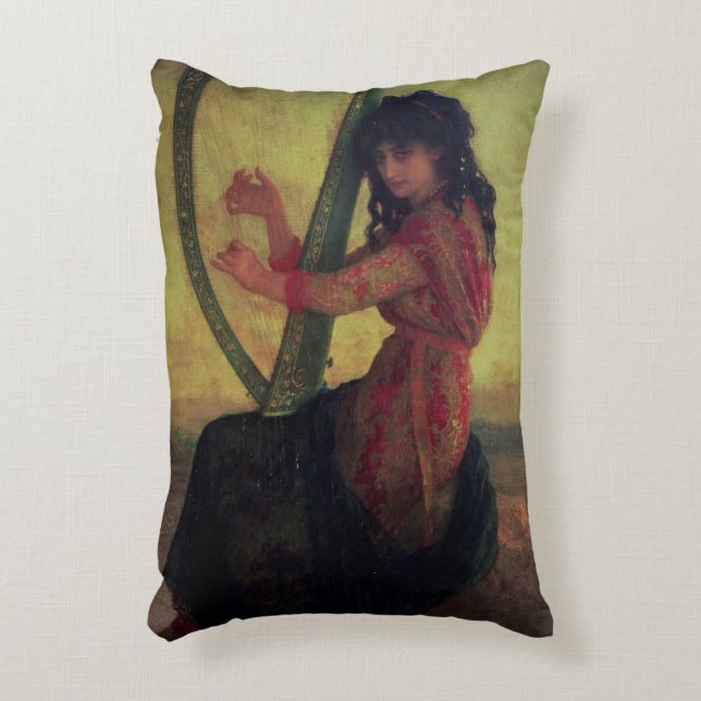 Muse Playing the Harp Decorative Cushion (Front(Vertical))