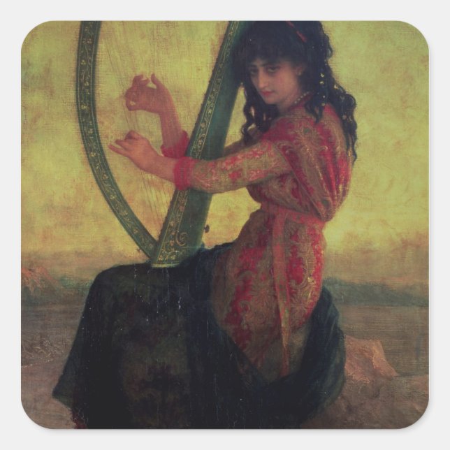 Muse Playing the Harp Square Sticker (Front)