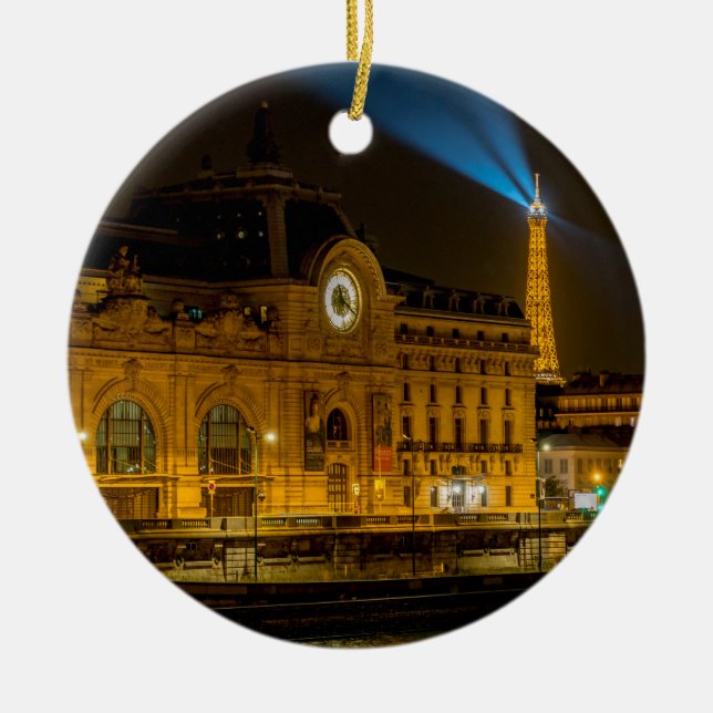 Musée d'Orsay in Paris at night Ceramic Tree Decoration (Front)