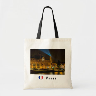 Musée d'Orsay in Paris at night Tote Bag