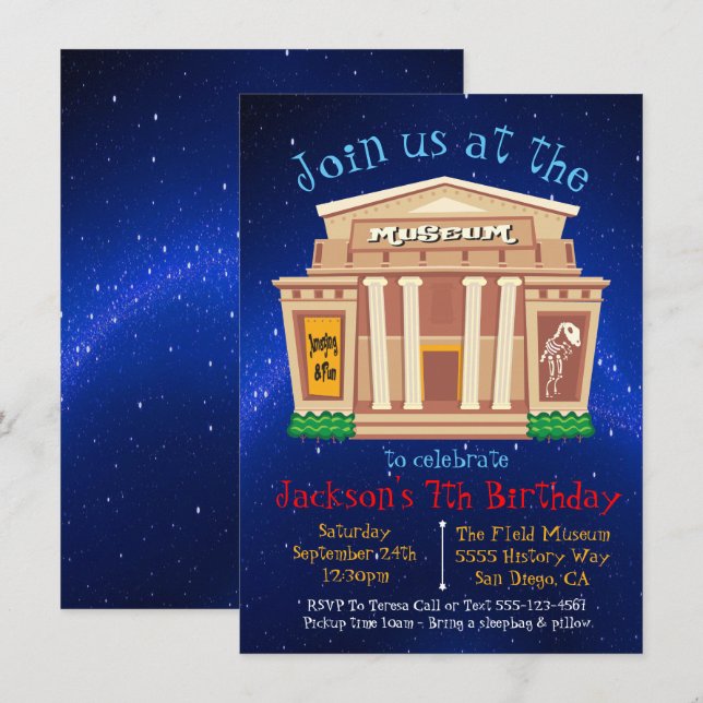 Museum Birthday Party Invitation (Front/Back)