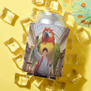 Museum Gaze: Giant Scarlet Macaw Parrot Selfie Can Cooler