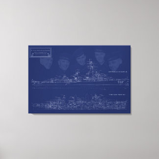 Museum Ship The Sullivans Blueprint with Brothers Canvas Print