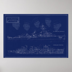 Museum Ship The Sullivans Blueprint with Brothers Poster