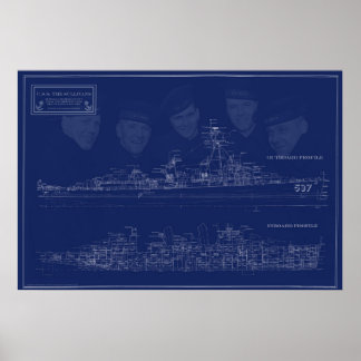 Museum Ship The Sullivans Blueprint with Brothers Poster