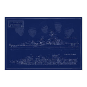 Museum Ship The Sullivans Blueprint with Brothers Poster