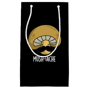 Mush-tache Funny Moustach Mushroom Pun Dark BG Small Gift Bag