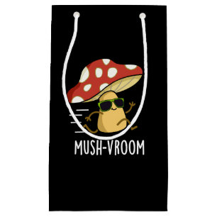 Mush-vroom Funny Fast Mushroom Pun Dark BG Small Gift Bag