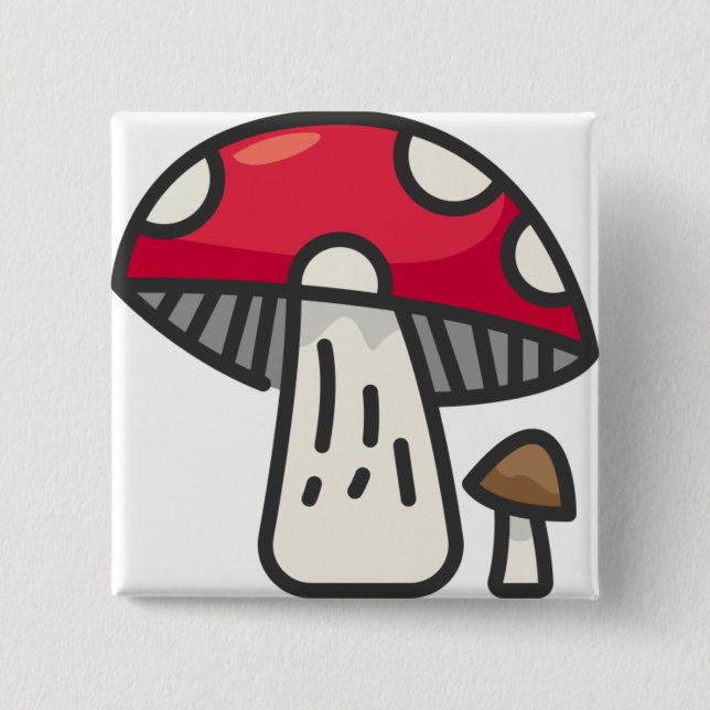 mushroom 15 cm square badge (Front)