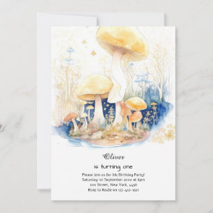 Mushroom 1st Birthday Invitation