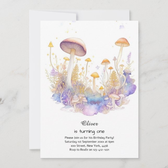 Mushroom 1st Birthday Invitation (Front)