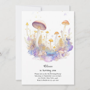 Mushroom 1st Birthday Invitation
