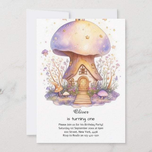 Mushroom 1st Birthday Invitation (Front)