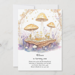 Mushroom 1st Birthday Invitation