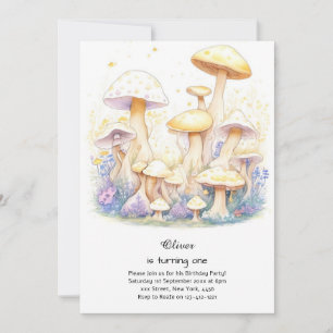 Mushroom 1st Birthday Invitation