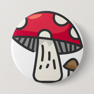 mushroom 7.5 cm round badge