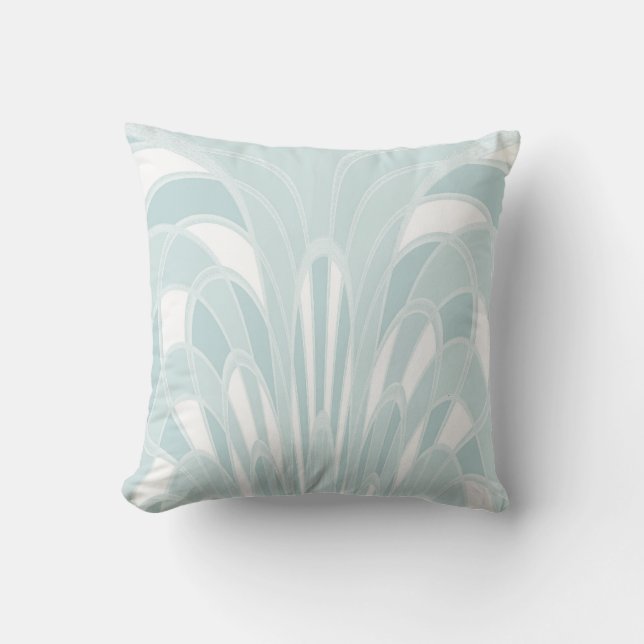 Mushroom Abstract - Art Deco - Aqua Cushion (Front)