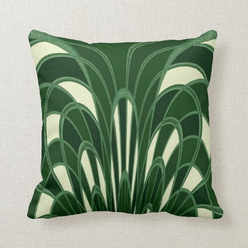 Image of Mushroom Abstract - Art Deco - Green Cushion