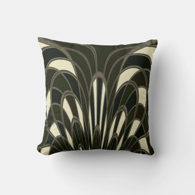 Mushroom Abstract - Art Deco - Lichen Cushion (Front)