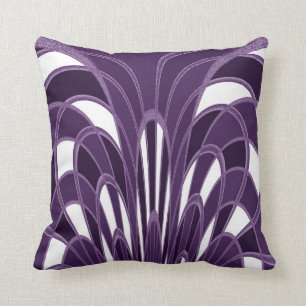 Mushroom Abstract - Art Deco - Plum Cushion