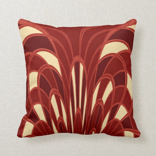 Image of Mushroom Abstract - Art Deco - Red Cushion