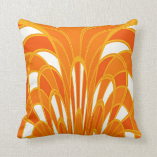 Mushroom Abstract - Art Deco - Tangerine Cushion