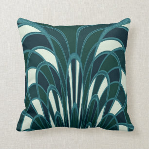 Mushroom Abstract - Art Deco - Teal Cushion