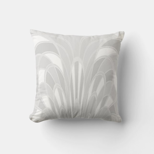 Mushroom Abstract - Art Deco - White Cushion (Front)