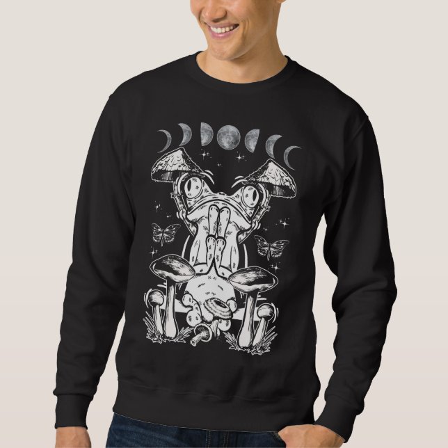 Mushroom Aesthetic Frog Magic Moon Phases Sweatshirt (Front)