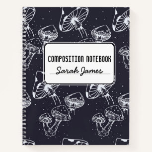 Mushroom Aesthetic Personalized Black Composition Notebook