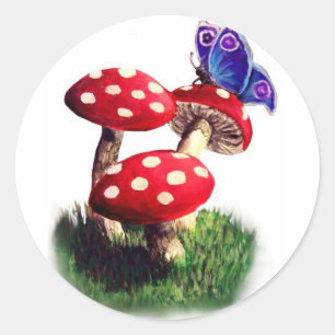 Mushroom and butterfly sticker