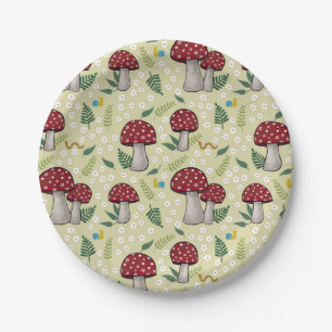 Mushroom and Critters Party Plate