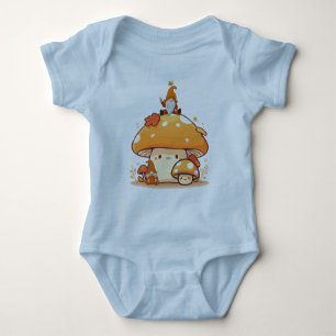 Mushroom and Gnome Fall Baby Bodysuit