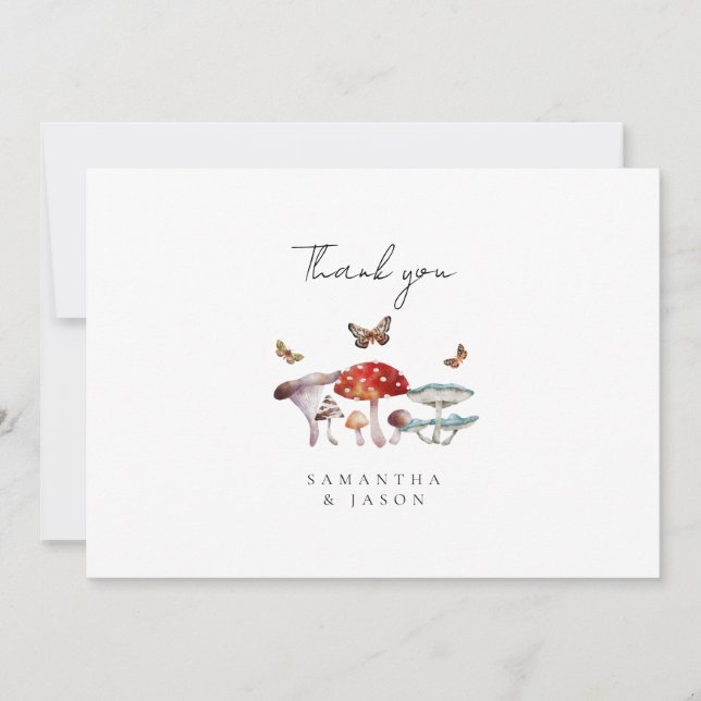 Mushroom and Moth Wedding Thank You Card (Front)