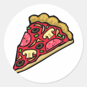 Mushroom and pepperoni pizza slice classic round sticker