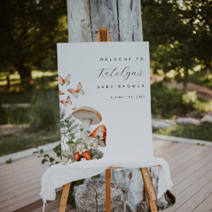 Mushroom and Strawberries Baby Shower Welcome Sign